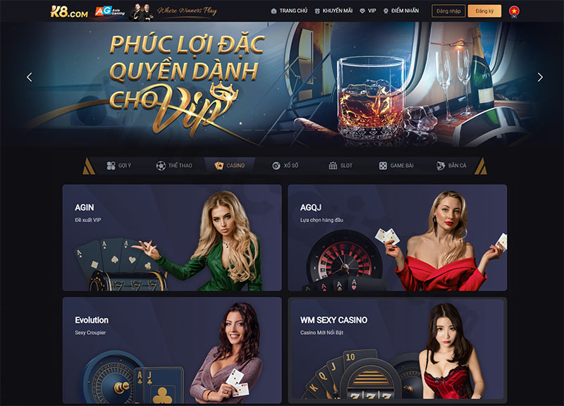 Casino trực tuyến K8 có vô số game bài hấp dẫn