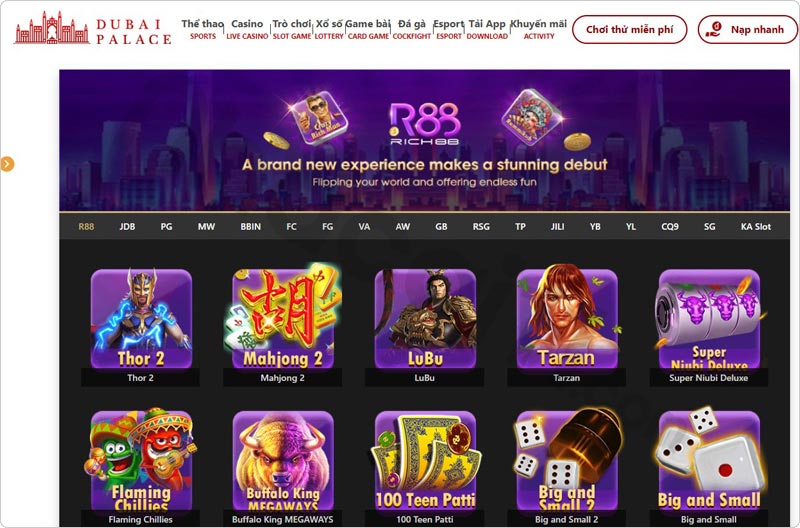 Slot Game tại nhà cái Dubai Casino đa dạng các thể thoại trò chơi